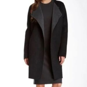 Vince Wool Long Modest Two Tone Asymmetrical Snap Jacket Sweater Coat XS